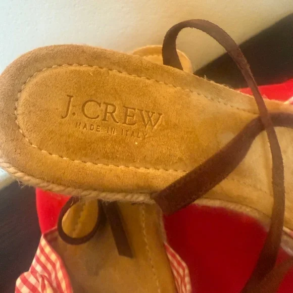 J.CREW TROPEZ ESPADRILLES SANDALS IN LIGHT RASPBERRY Gingham  never worn size 8 - Picture 3 of 10
